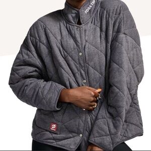 Peloton Charcoal Grey Quilted Jacket Snap Closure Woman’s Size XL Worn Twice
